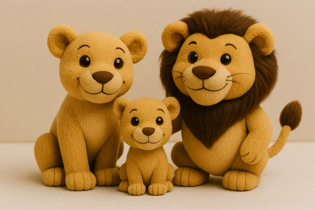 Illustration: Löwenfamilie mit Kind in der Mitte