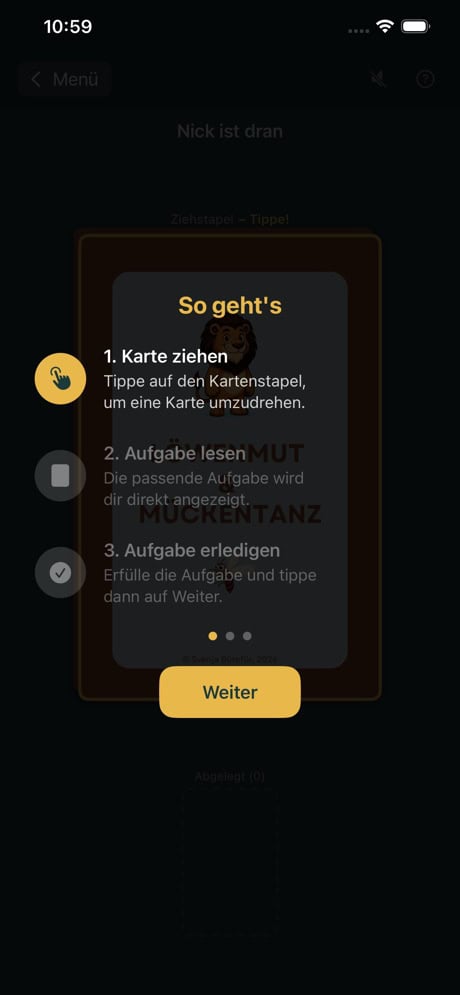 Löwenmut & Mückentanz App iPhone – Spielanleitung