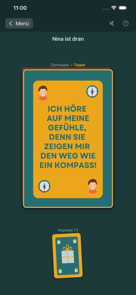 Löwenmut & Mückentanz App iPhone – Aufgabenscreen