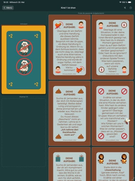 Löwenmut & Mückentanz App iPad – Spielfeld größere Ansicht