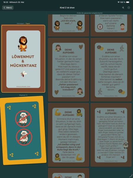 Löwenmut & Mückentanz App iPad – Kind 2 ist dran