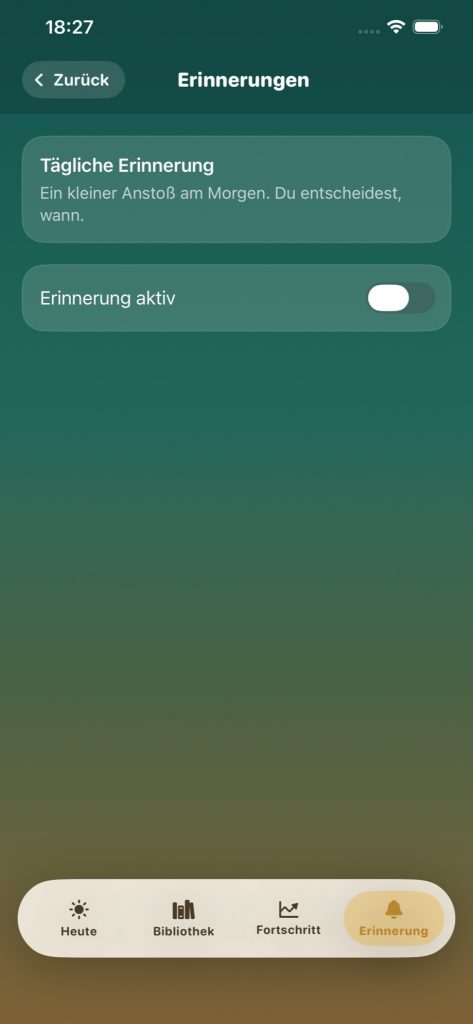 Einstellung für die tägliche Erinnerung an den nächsten Löwenimpuls