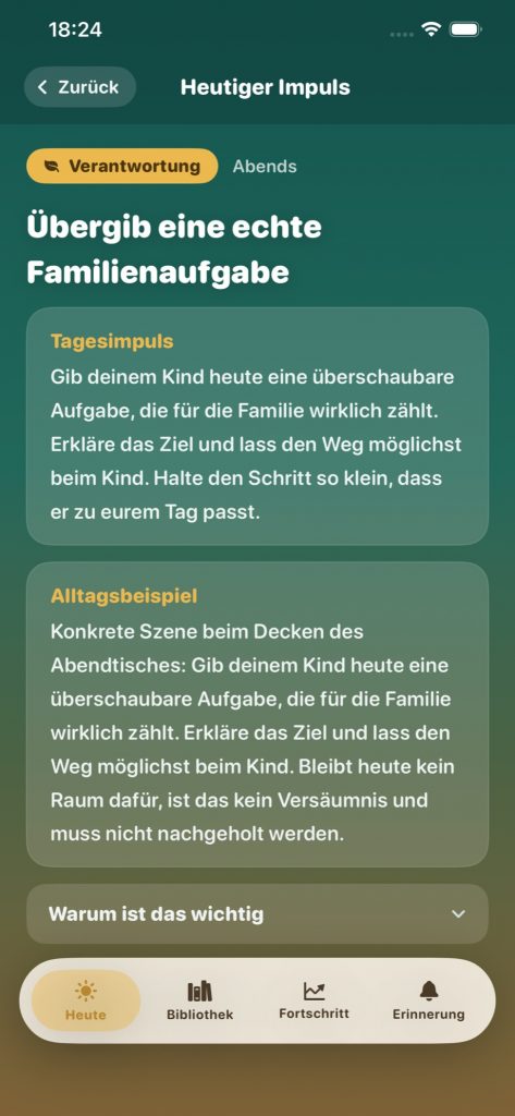 Täglicher Löwenimpuls mit Tagesimpuls und Alltagsbeispiel zum Thema Verantwortung